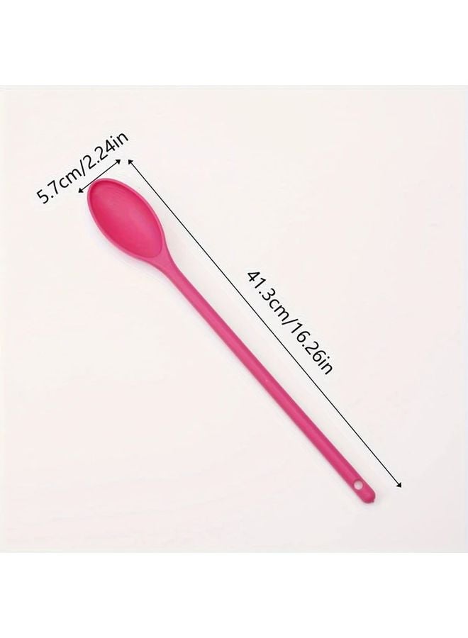 Rose Red Long Handle Serving Spoon Plastic Ladle for Salad Soup Fruit Stirring and Serving - Image 1